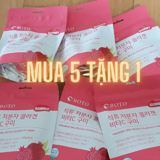 Kẹo dẻo Collagen Vitamin C BOTO Vị Lựu Hàn Quốc 90g, Boto Collagen Gummy Dưỡng da sáng mịn
