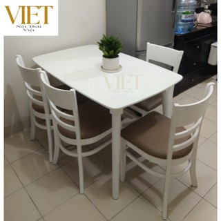 Bộ bàn ăn 4 ghế gỗ cao su giá rẻ, bộ bàn ăn gia đình
