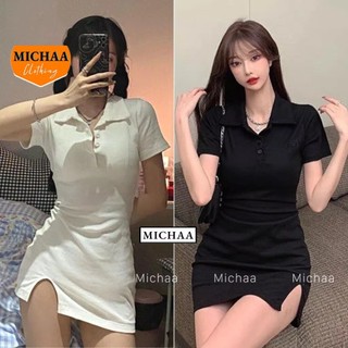 đầm polo xẻ tà - mẫu hot trend .BB38