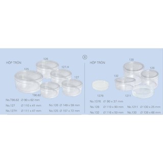 Hộp mica tròn 3 size [ Set 5 Hộp]