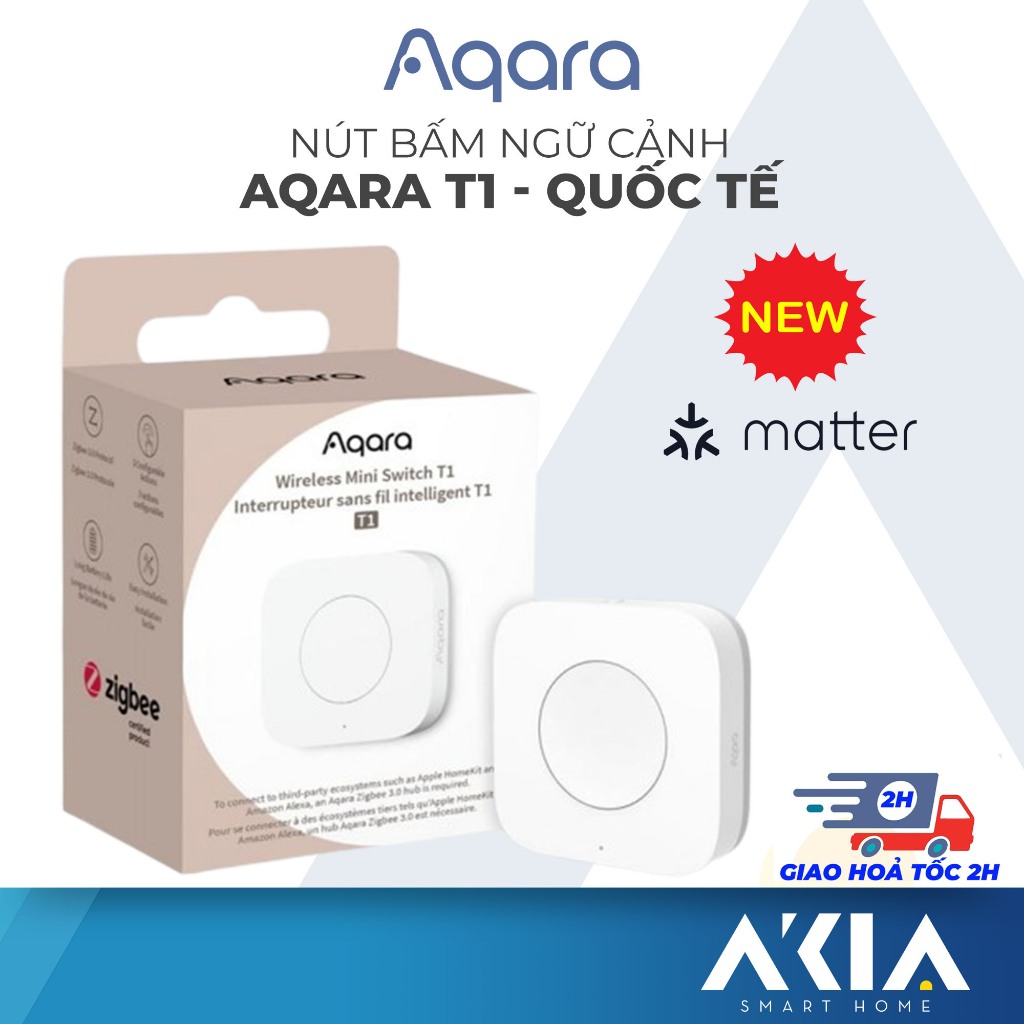 Nút bấm ngữ cảnh Aqara T1 Wireless Mini Switch WB-R02D - 3 tự động hoá, Tương thích HomeKit, cần Aqa