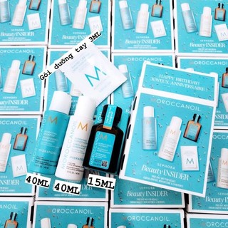 Set 4 món dưỡng tóc Moroccanoil mini, dầu dưỡng tóc và bộ gội xả Moroccanoil
