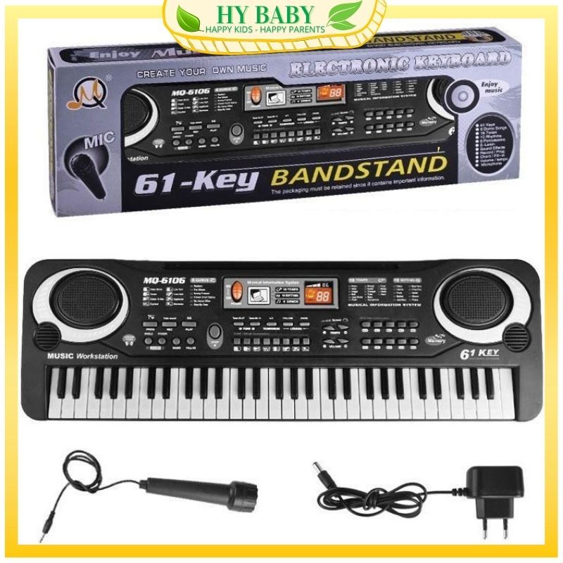 Đồ Chơi Đàn Piano Kết Hơp Đàn Organ, Đàn Điện Tử 61 Phím Kèm Micro Cho Bé