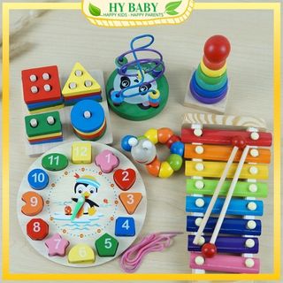 Bộ 6 món đồ chơi gỗ montessori cho bé