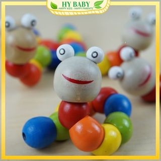 Đồ chơi con sâu gỗ uốn dẻo nhiều màu sắc montessori