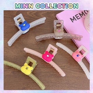 Kẹp tóc càng cua Hàn Quốc nữ đẹp hottrend size cỡ lớn 13cm hình gấu nhựa trong nhiều màu Minn Collection