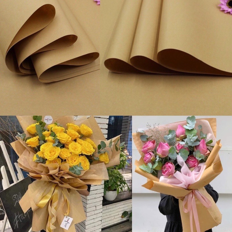 Giấy xi măng kraft, giấy chuẩn Nhật, 100 tờ, dai và dày, size 102x73cm, rập may, gói quà, bó hoa