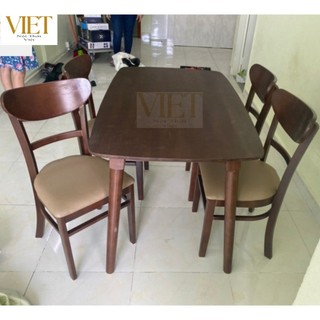 Bộ bàn ăn gỗ cao su , gồm 1 bàn 1,2m + 4 ghế gỗ (Miễn ship hồ chí minh)