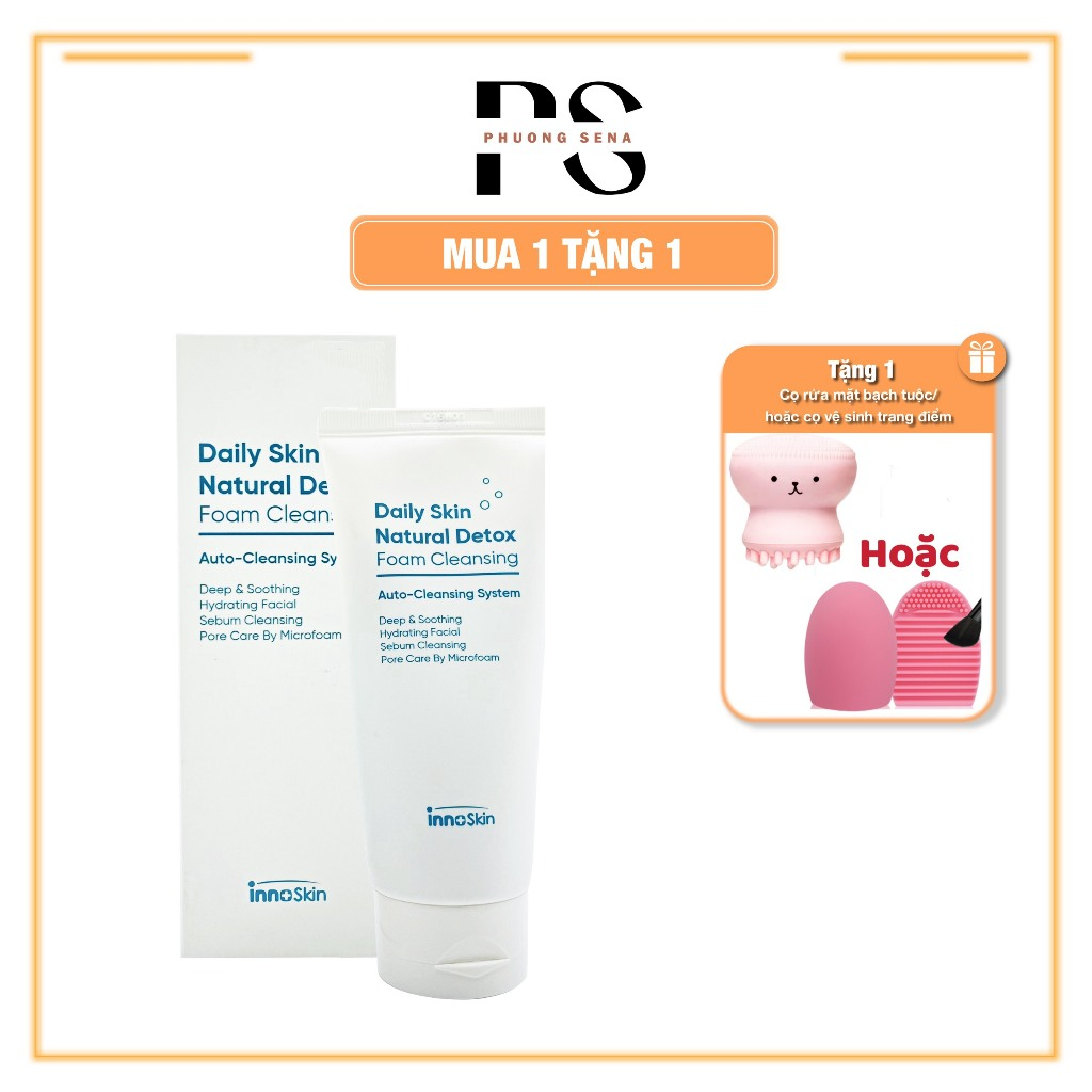 ( Mua 1 tặng 1 )SN0316- Sữa rửa mặt Innoskin Natural Detox Foam Cleansing tặng 1 cái cọ