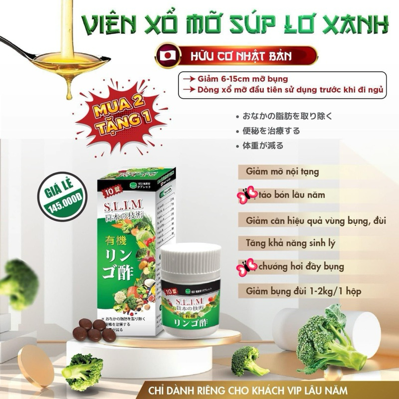 Viên Xổ Mỡ Đêm Súp Lơ Xanh Nhật Chính Hãng Hộp 10 Viên