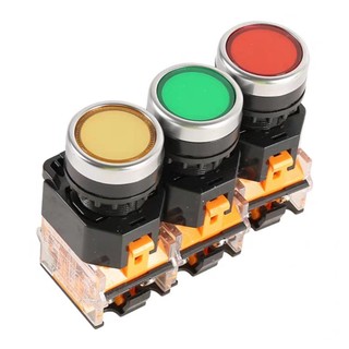Nút nhấn nhả không đèn, có đèn công tắc đề xanh đỏ vàng phi 22