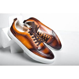 Giày Da Nam Kiểu Dáng Sneaker Chất Liệu Da Bê Nhập Khẩu Thương Hiệu KNAR (ORANG)