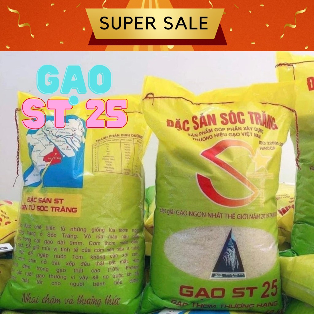 Gạo ST 25 chính hãng ( sóc trăng 25 ) combo 5ky | BigBuy360 - bigbuy360.vn