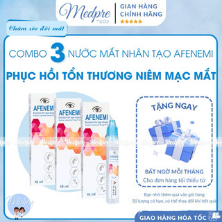 (Dạng Lọ) Combo 3 Lọ AFENEMI - Nước mắt nhân tạo - Phục hồi tổn thương niêm mạc mắt - Phù hợp đối tượng mới phẫu thuật