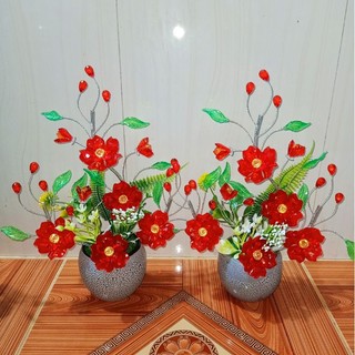 Thành phẩm 1bình hoa pha lê mini để bàn xinh xắn, size 32x20cm