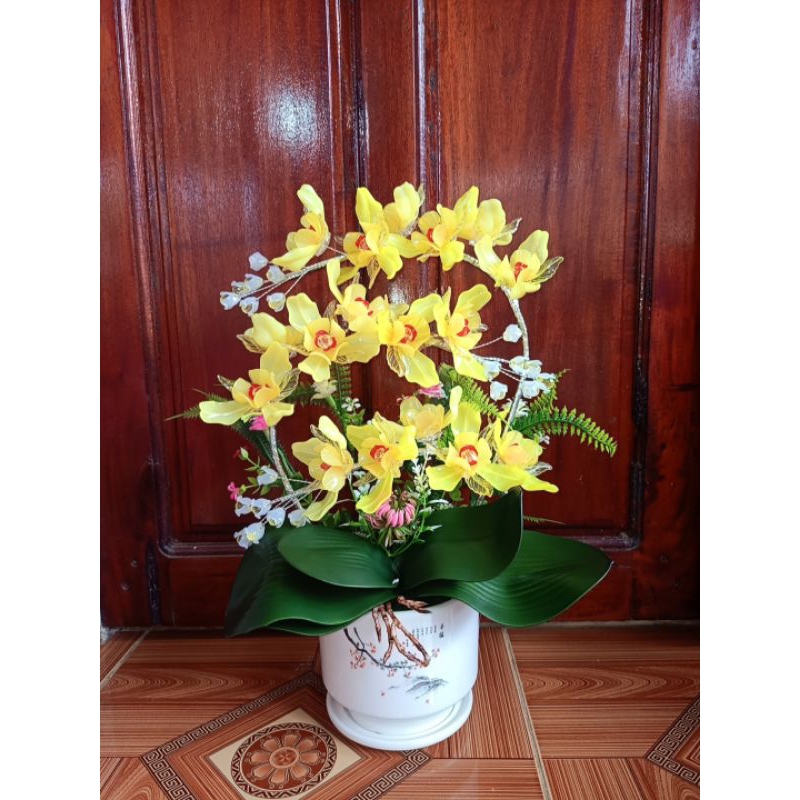 Nguyên liệu tự làm hoặc Thành phẩm bình hoa lan pha lê size 45x30cm