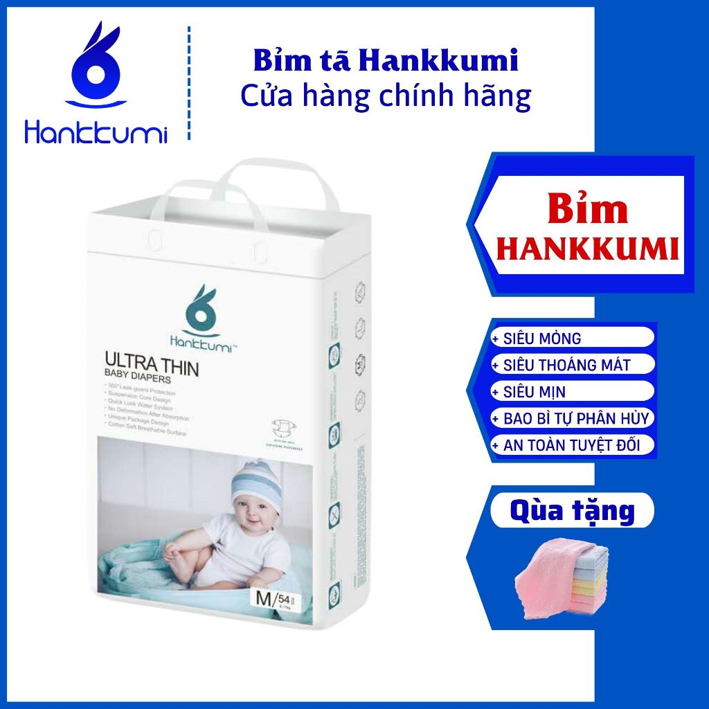 Bỉm Tã Quần Dán Hankkumi Tả Sơ Sinh Cho Bé Trẻ Em Size S62/M/L/XL/XXL Newborn Nội Địa