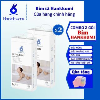 Combo 2 Bỉm Hankkumi Quần/Dán Đủ Size S62/M/L/XL/XXL Tã Hữu Cơ Tả Ban Đêm Mẫu Mới