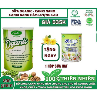 Sữa hạt Oganic Canxi Nano 800g, sữa thực vật chính hãng của Soyna tặng kèm 1 hộp Sữa