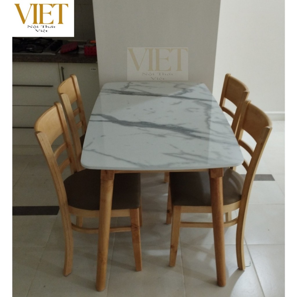 Bộ bàn ăn gia đình, phủ nhựa giả đá sang trọng, hàng loại 1 | BigBuy360 - bigbuy360.vn