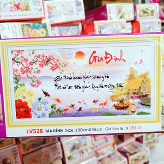 Tranh đính đá-tranh thêu chữ thập Gia đình