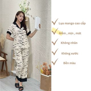 Đồ bộ pyjama tay ngắn lụa mango cao cấp từ 40 đến 58kg .
