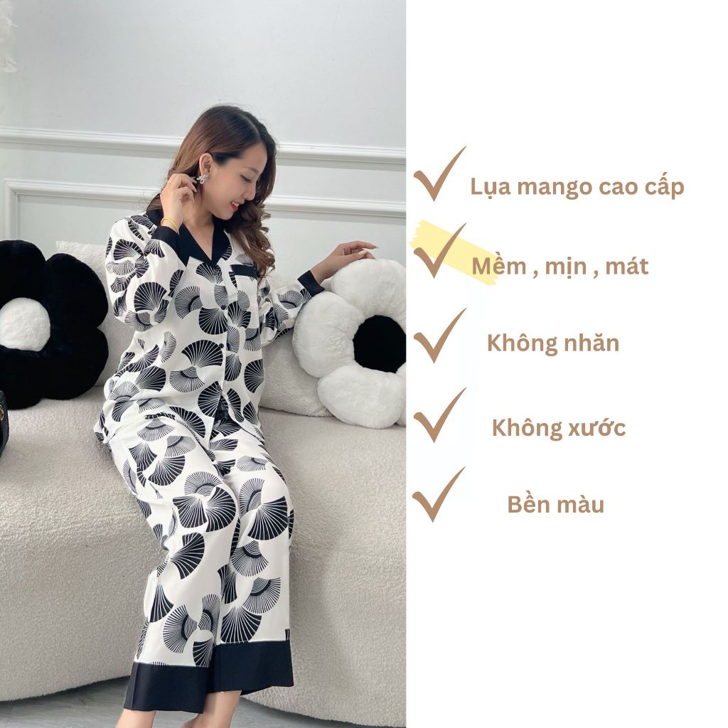 Đồ bộ pyjama tay dài  lụa mango cao cấp từ 40 đến 58kg