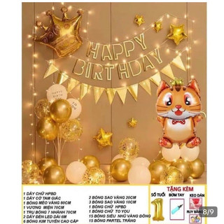 Set bóng trang trí thôi nôi bé gái, bé trai tuổi Mèo