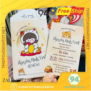 Thiệp đầy tháng, Thôi nôi, Sinh Nhật Bé Mèo