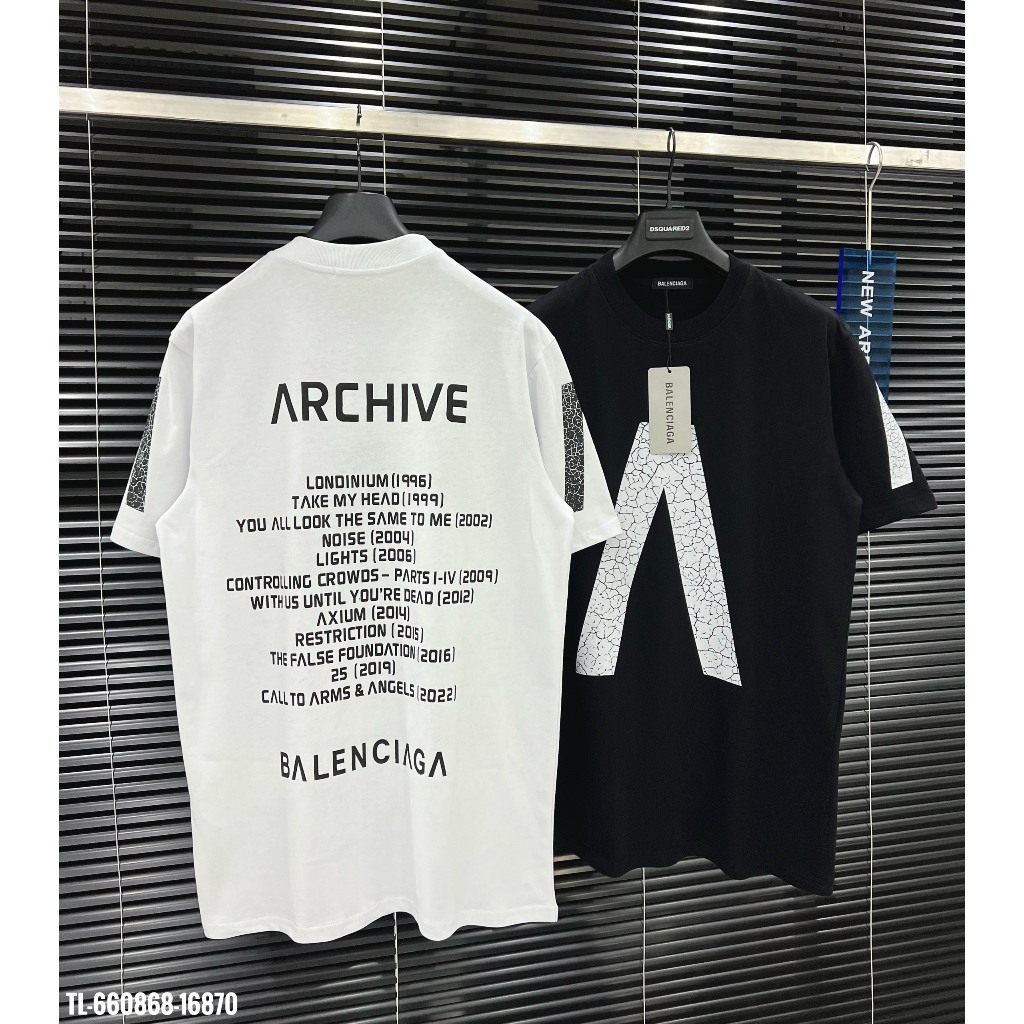 🔥Hot🔥Áo thun Balenciaga x Archive in chữ nứt thiết kế hot trend Nam nữ New 2024