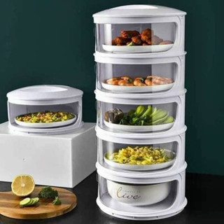 Lồng bàn 5 tầng cao cấp bảo quản thực phẩm và đồ ăn hiệu quả, lồng bàn bảo quản thức ăn 5 tầng có quai xách tiện lợi