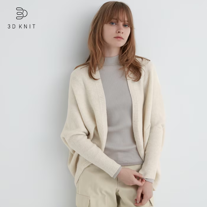 Áo nữ cardigan sợi souffle 3D tay dài của Uniqlo [tag nhật, bill nhật]