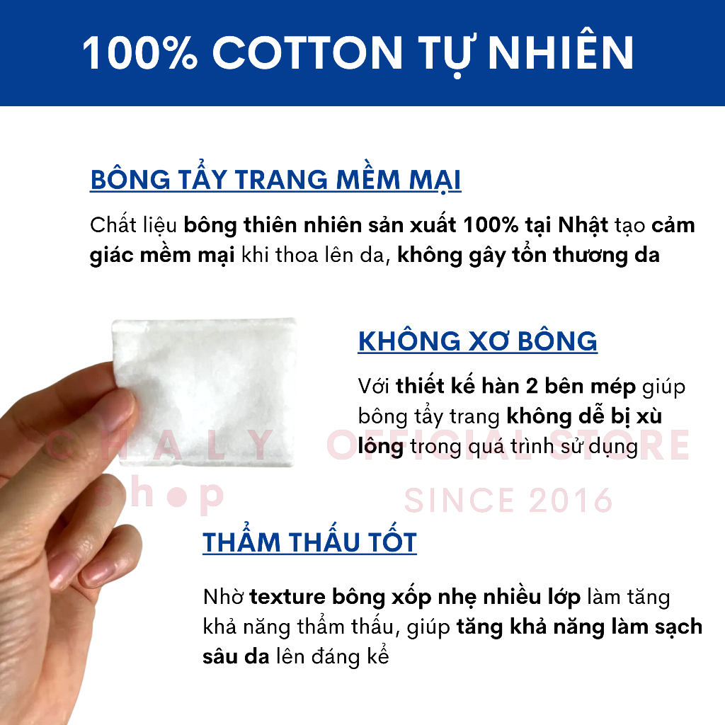 Bông tẩy trang mép hàn S Select Cotton Puff Nhật 80 miếng