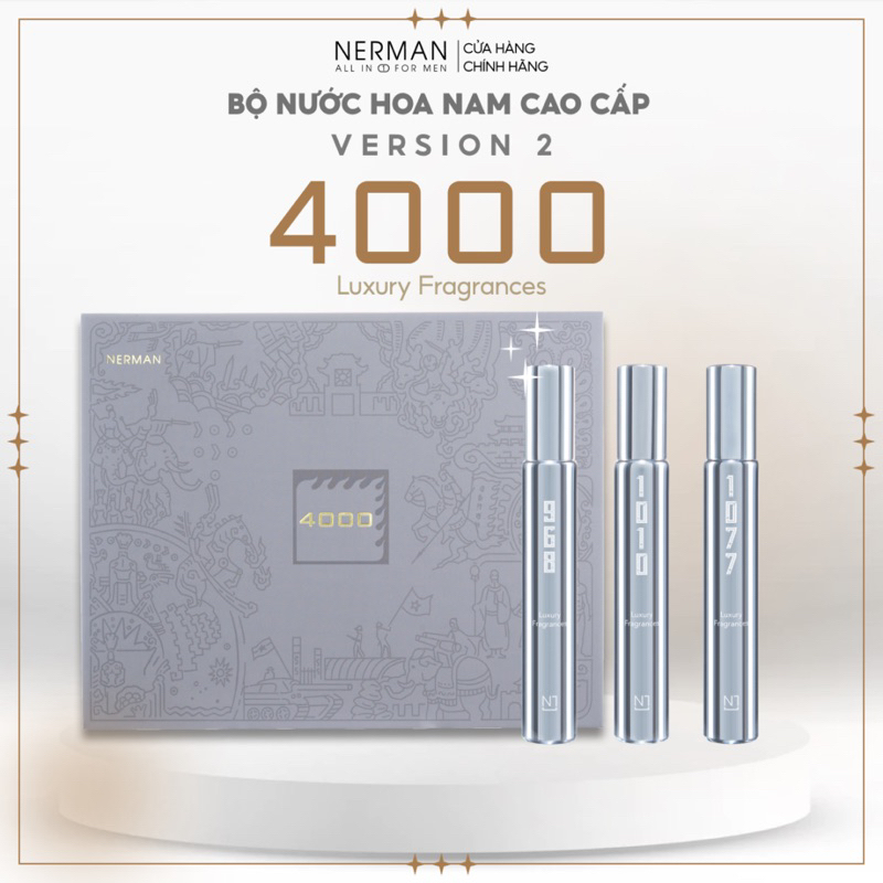 Bộ ba chai nước hoa Nam 4000 - verion 2 -Hương thơm thanh mát mạnh mẽ nhà nerman