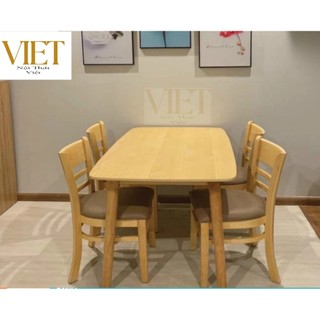 Bộ bàn ăn cabin 4 ghế màu vàng tự nhiên