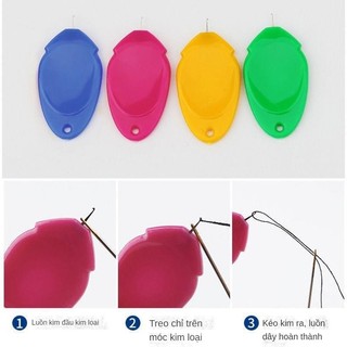 Combo 2 dụng cụ xâu kim xỏ chỉ. dụng cụ xỏ chỉ bằng nhựa hình oval nhiều màu sắc. dụng cụ xỏ kim chỉ nhanh tiện lợi