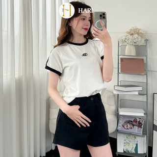 Áo thun babytee Hari cổ tròn phối sọc trắng  866 P2K1