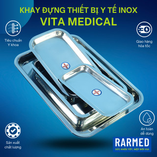 Khay đựng dụng cụ y tế, mâm y tế phẩu thuật inox vita medical dày, cao cấp - nhiều cỡ