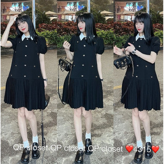 Váy bầu, váy suông đuôi cá ce.line phối cổ sơ mi
