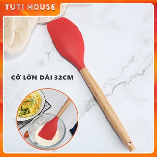 Phới Spatula Silicone Dài 32CM Dạng Dẹt Cứng Cáp Vét/ Trộn Bột - Làm Bánh Đa Năng, Tiện Lợi, An Toàn, Chịu Nhiệt Cao