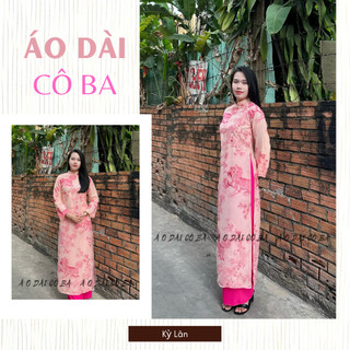 Áo dài dáng suông Kim Lân 2 lớp 4 tà dễ mặc tôn da - Áo dài cô ba
