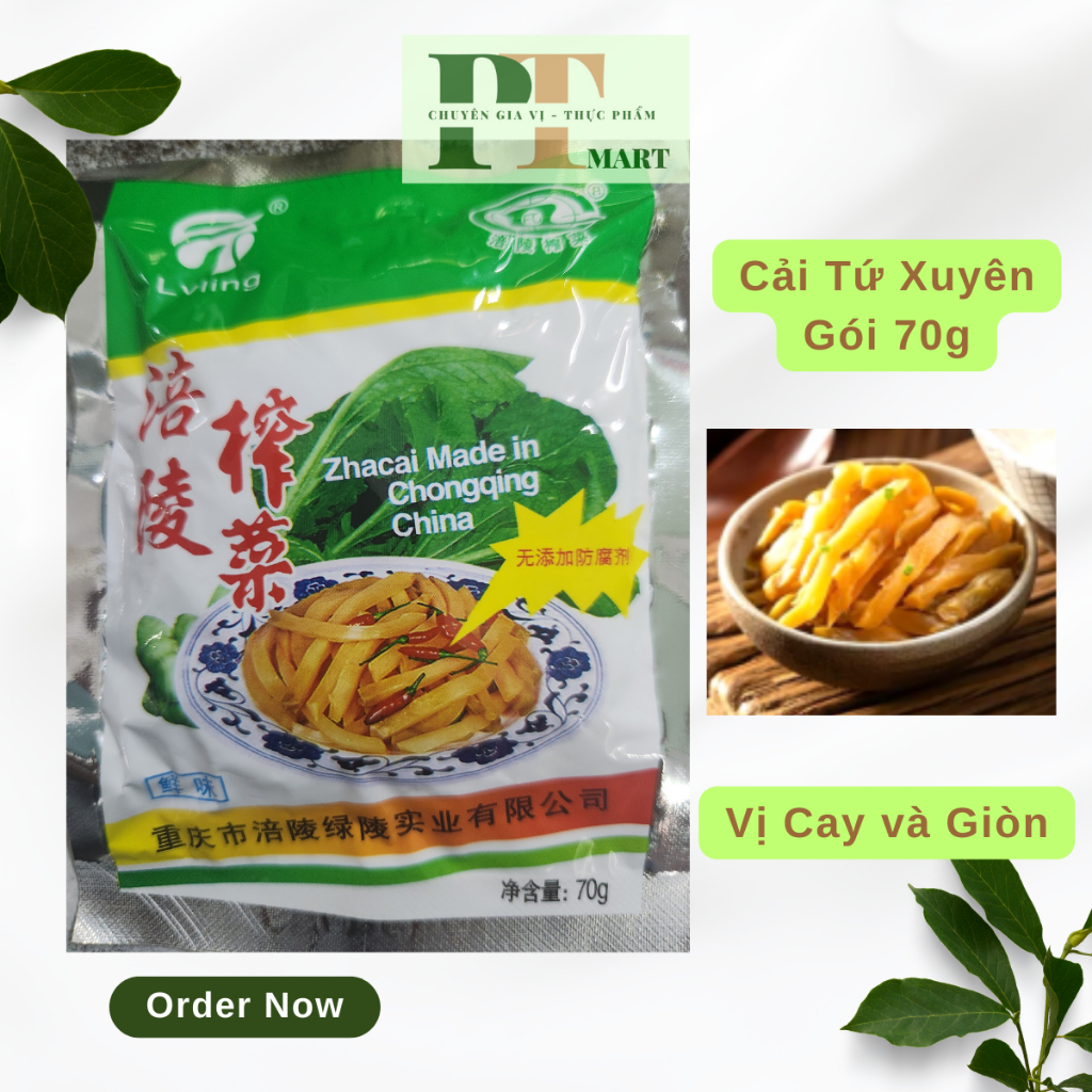 Cải Tứ Xuyên gói 70g hiệu Chuan Dong pai Fuling zha cai (cha soi). Dưa