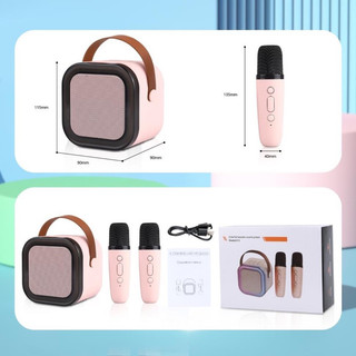 Loa Bluetooth Mini kèm 2 mic hát karaoke, nghe nhac mọi nơi