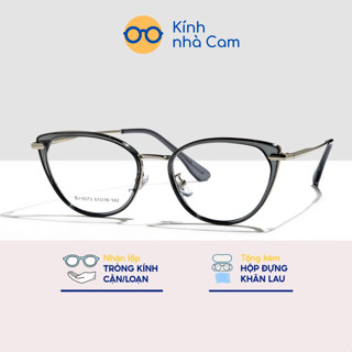 Gọng kính cận mắt mèo nam nữ nhựa Acetate, Kính mắt giả cận Retro mảnh thời trang đi đường FERADO