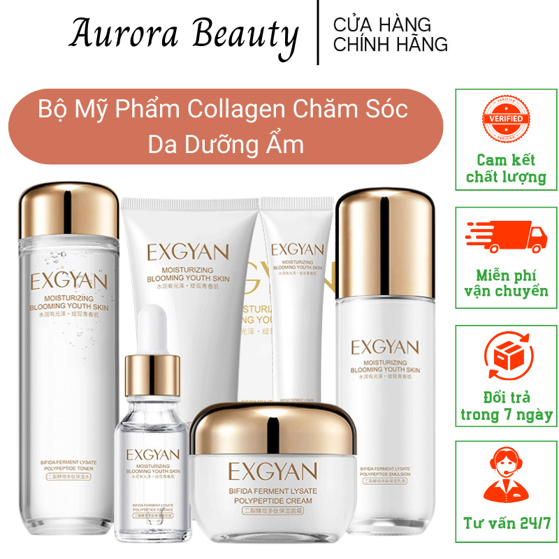 Bộ Mỹ Phẩm Collagen EXGYAN, Bộ Mỹ Phẩm Chăm Sóc Da Dưỡng Ẩm, Thu Nhỏ Lỗ Chân Lông, Làm Săn Chắc Và Mềm Da