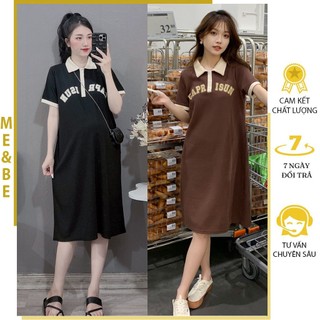 Đầm váy bầu cổ sơ mi dáng suông babydoll trẻ trung v726 - váy bầu cộc tay mùa hè freesize cho mẹ bầu