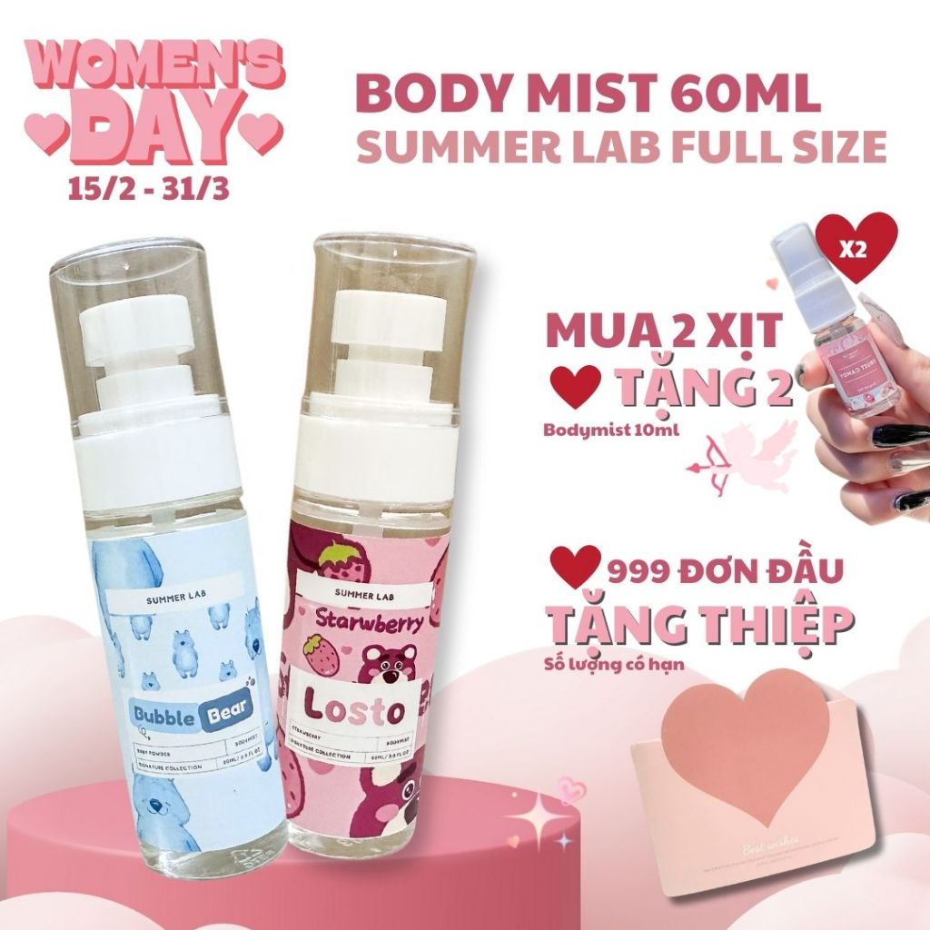 Fullsize - Bodymist Summerlab 60ml Full mùi, hương ngọt ngào nhẹ nhàng cho nữ