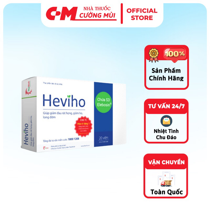 Heviho Thái Minh - Hỗ trợ giảm ho từ thảo dược - Viên uống - Hộp 20 viên