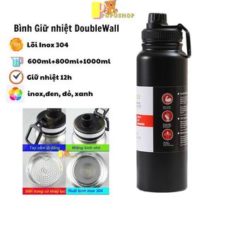 Bình giữ nhiệt 600ml 800ml 1000ml inox 304 miệng nhỏ, bình inox 304 cao cấp giá rẻ có khay lọc trà lọc đá, miệng nhỏ