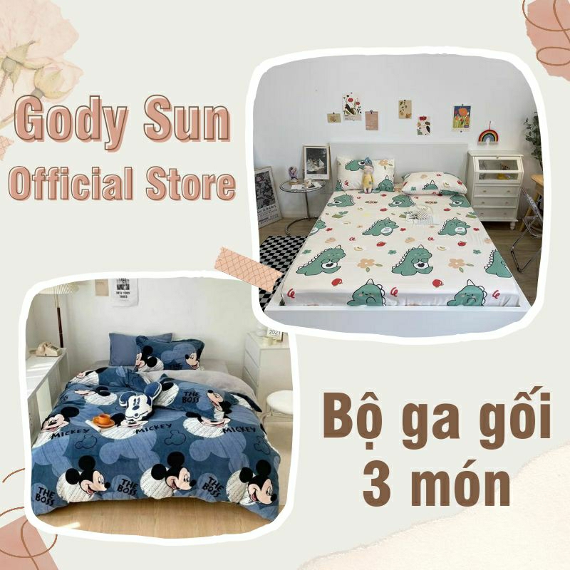 Combo bộ ga trải giường 3 món Gody Sun ga+2 vỏ gối nằm